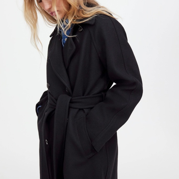 New MADEWELL Size XS Double-Breasted Trench Coat in Black $398 NS389 - Picture 3 of 6